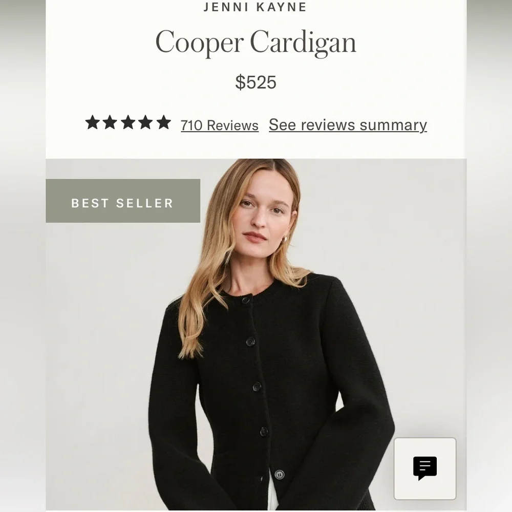 Jenni Kayne Cooper Wool Cashmere Crewneck Button Knit Cardigan Sweater Black - Picture 12 of 14